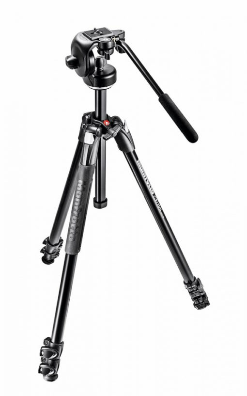 Manfrotto MK290XTA3-2W, 290 Xtra Alu-Stativ mit 3 Beinsegmenten und 128RC Fluid-Kopf