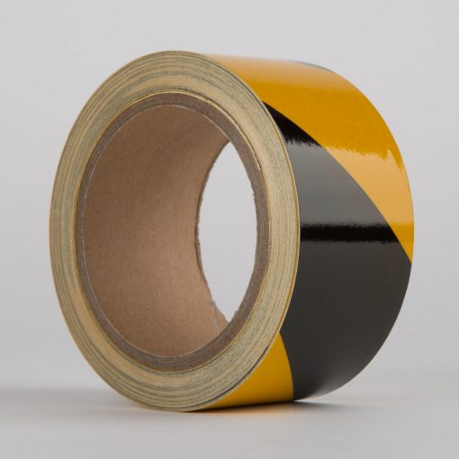 REFLECTIVE HAZARD TAPE Black/Yellow 50mm x 33m