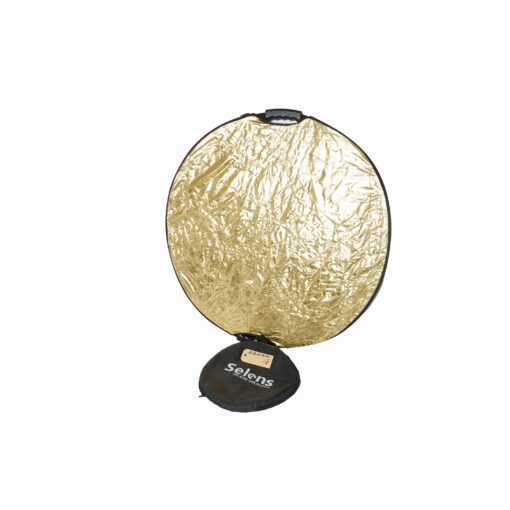 Folding reflector Ø 60 cm, round light reflector gold/white